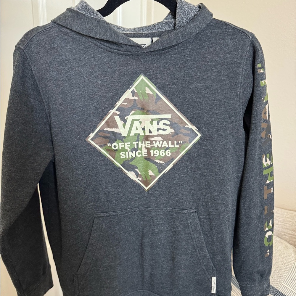 Vans Kids Gray Hoodie M with Camo Logo